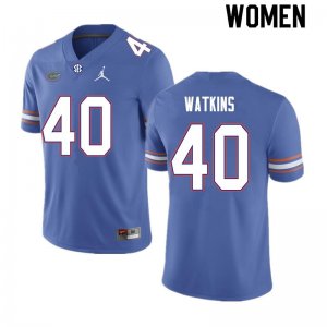 Women's Florida Gators #40 Jacob Watkins NCAA Nike Royal Authentic Stitched College Football Jersey SRT2062XC